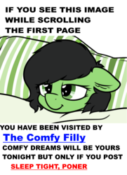 Size: 1254x1736 | Tagged: safe, artist:smoldix, oc, oc only, oc:filly anon, pony, :t, blanket, cute, exploitable meme, female, filly, floppy ears, if you see this image while scrolling, lidded eyes, meme, pillow, poner, simple background, sleep tight, sleepy, solo, white background