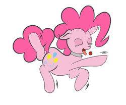 Size: 600x500 | Tagged: safe, artist:trimara, pinkie pie, earth pony, pony, g4, ball, collar, female, pony pet, puppy pie, sleeping, solo, tongue out