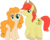 Size: 6136x4862 | Tagged: safe, artist:jhayarr23, bright mac, pear butter, earth pony, pony, g4, my little pony: friendship is magic, the perfect pear, absurd resolution, cowboy hat, cutie mark, dimples, duo, female, happy, hat, husband and wife, looking at you, male, mare, ship:brightbutter, shipping, simple background, smiling, stallion, stetson, straight, transparent background, vector