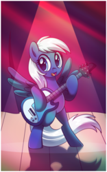 Size: 3458x5533 | Tagged: safe, artist:estories, oc, oc only, oc:frosty twinkle, pegasus, pony, g4, absurd resolution, bipedal, female, guitar, mare, solo, spotlight