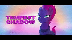 Size: 1280x720 | Tagged: safe, screencap, capper dapperpaws, captain celaeno, grubber, photo finish, princess skystar, queen novo, songbird serenade, storm king, tempest shadow, pony, seapony (g4), anthro, g4, my little pony: the movie, animated, anthro with ponies, chest fluff, no sound, queen novo's orb, storm king's messenger outfit, webm