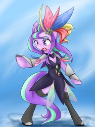 Size: 1200x1600 | Tagged: safe, artist:azurepicker, starlight glimmer, anthro, semi-anthro, g4, arm hooves, bravely default, breasts, clothes, female, solo, summoner