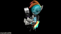 Size: 3840x2160 | Tagged: safe, artist:mendrick94, rainbow dash, pony, g4, 3d, astronaut, chair, female, high res, solo, source filmmaker, spacesuit, tongue out