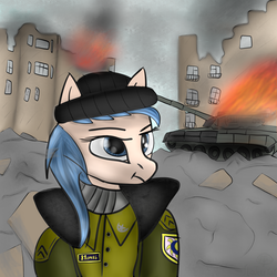 Size: 5000x5000 | Tagged: safe, artist:lakunae, oc, oc only, semi-anthro, 1995, absurd resolution, chechnya, grozny, military, russian, t-80, tank (vehicle), war