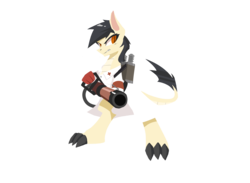 Size: 2600x1900 | Tagged: safe, artist:l8lhh8086, oc, oc only, dracony, hybrid, lineless, medic, medic (tf2), simple background, solo, team fortress 2, transparent background