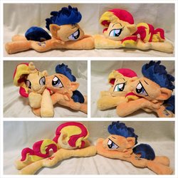 Size: 1280x1280 | Tagged: safe, artist:equinepalette, flash sentry, sunset shimmer, pony, g4, beanie (plushie), female, irl, male, photo, plushie, ship:flashimmer, shipping, straight