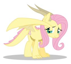 Size: 1694x1526 | Tagged: safe, artist:dragonchaser123, fluttershy, dracony, dragon, hybrid, g4, female, simple background, solo, species swap, transparent background, vector