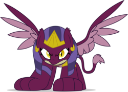 Size: 5000x3595 | Tagged: safe, artist:dashiesparkle, the sphinx, pony, sphinx, daring done?, g4, absurd resolution, angry, female, frown, glare, gritted teeth, looking at you, macro, sharp teeth, simple background, solo, spread wings, teeth, that was fast, transparent background, vector, wings
