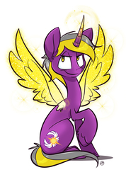 Size: 3119x4386 | Tagged: safe, artist:kez, oc, oc only, oc:amethyst flare, pony, unicorn, artificial wings, augmented, magic, magic wings, solo, unshorn fetlocks, wings