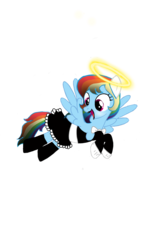 Size: 720x1280 | Tagged: safe, artist:tsundra, rainbow dash, pony, g4, alice angel, bendy and the ink machine, clothes, cosplay, costume