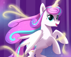 Size: 2500x2000 | Tagged: safe, artist:dailydoo, princess flurry heart, alicorn, pony, g4, female, high res, magic, mare, older, older flurry heart, open mouth, solo
