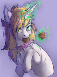 Size: 636x863 | Tagged: safe, artist:1an1, pony, choker, collar, cookie, food, magic, spiked choker