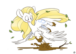 Size: 7016x4961 | Tagged: safe, artist:kez, oc, oc only, oc:cobalt tangle, pegasus, pony, absurd resolution, female, mare, mud, simple background, solo, white background