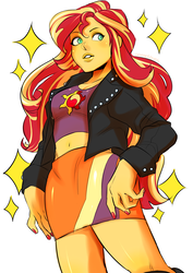 Size: 2149x3035 | Tagged: safe, artist:orangekissess, sunset shimmer, equestria girls, g4, belly button, clothes, female, high res, nail polish, simple background, skirt, solo, white background