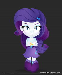 Size: 790x946 | Tagged: safe, artist:egophiliac, rarity, equestria girls, g4, chibi, female, frown, looking at you, simple background, solo