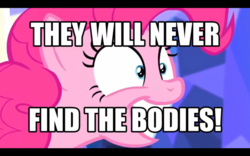 Size: 1440x900 | Tagged: safe, pinkie pie, earth pony, pony, g4, dissonant caption, image macro, meme