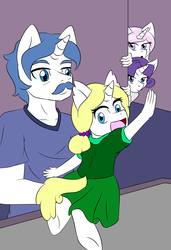 Size: 2600x3800 | Tagged: safe, artist:jolliapplegirl, fancypants, fleur-de-lis, rarity, oc, oc:crescent moonstone, unicorn, anthro, g4, adopted offspring, anthro oc, clothes, high res, male, next generation, offspring, parent:fancypants, parent:rarity, ship:raripants, shipping, story included, straight