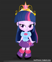 Size: 700x838 | Tagged: safe, artist:egophiliac, twilight sparkle, equestria girls, g4, beautiful, big crown thingy, chibi, clothes, crown, cute, female, jewelry, regalia, skirt, smiling, solo, tiara, twiabetes, twilight sparkle (alicorn)