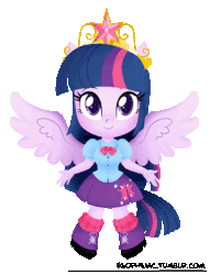 Size: 299x391 | Tagged: safe, artist:egophiliac, twilight sparkle, equestria girls, g4, animated, big crown thingy, chibi, crown, cute, female, gif, jewelry, looking at you, ponied up, regalia, simple background, smiling, solo, transparent background, twiabetes, twilight sparkle (alicorn)