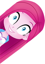 Size: 150x213 | Tagged: safe, artist:egophiliac, pinkie pie, equestria girls, g4, chibi, creepy smile, female, grin, looking at you, pinkamena diane pie, shrunken pupils, simple background, smiling, solo, transparent background