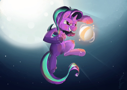 Size: 4961x3508 | Tagged: safe, artist:tony-retro, starlight glimmer, pony, unicorn, g4, absurd resolution, attack, female, full moon, mare, moon, orb, signature, solo, stars