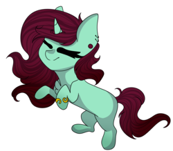 Size: 4046x3537 | Tagged: safe, artist:crazllana, oc, oc only, oc:mia, pony, unicorn, chibi, eyes closed, female, high res, mare, simple background, solo, transparent background