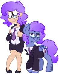 Size: 2701x3447 | Tagged: safe, artist:befishproductions, oc, oc only, oc:strutter, human, pegasus, pony, clothes, female, glasses, high res, human ponidox, humanized, mare, self ponidox, signature, suit