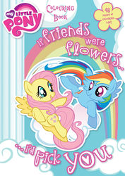 Size: 1133x1600 | Tagged: safe, fluttershy, rainbow dash, pegasus, pony, g4, coloring book, cover, duo, flying, merchandise, rainbow