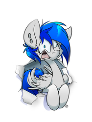 Size: 2513x3338 | Tagged: safe, artist:kez, oc, oc only, oc:sapphire sights, pegasus, pony, fallout equestria, breaking the fourth wall, derp, eye twitch, fourth wall, high res, leaning, open mouth, solo, uvula, wide eyes, yelling