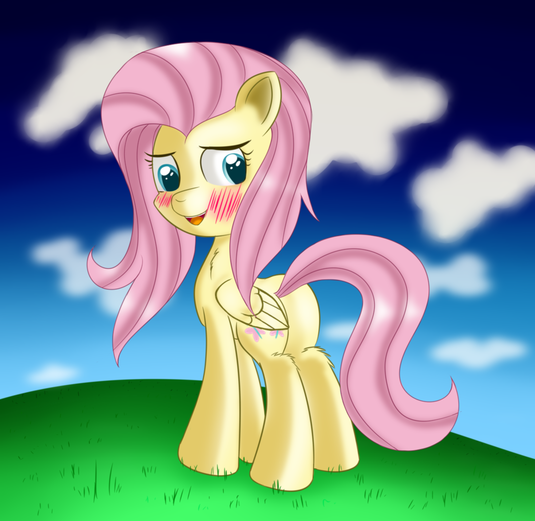 Safe Artist Brok Enwings Fluttershy Pegasus Pony Blushing Butt Female Folded