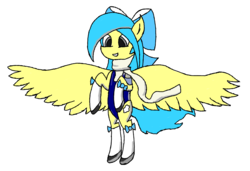 Size: 3503x2393 | Tagged: artist needed, safe, oc, oc only, oc:annapone, pegasus, pony, bow, female, high res, simple background, solo, white background