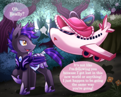 Size: 1000x798 | Tagged: safe, artist:vavacung, oc, bat pony, pony, comic:crazy future, crossover, crossover shipping, female, male, plane, shipping, that explains everything, tsundere, tsunderplane, undertale