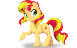 Size: 3840x2400 | Tagged: safe, artist:lilapudelpony, sunset shimmer, pony, unicorn, g4, female, full body, high res, lineless, looking at you, mare, raised hoof, simple background, solo, transparent background