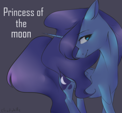 Size: 1400x1300 | Tagged: safe, artist:cloudyhills, princess luna, alicorn, pony, g4, art, best princess, cute, female, gray background, lunabetes, mare, simple background, smiling, solo