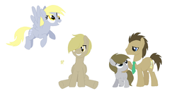 Size: 1280x712 | Tagged: safe, artist:victoriaisme1, derpy hooves, doctor whooves, time turner, oc, pony, g4, family, female, male, offspring, parent:derpy hooves, parent:doctor whooves, parents:doctorderpy, ship:doctorderpy, shipping, simple background, straight, white background