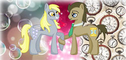 Size: 1222x585 | Tagged: safe, artist:endergurl22, derpy hooves, doctor whooves, time turner, earth pony, pegasus, pony, g4, female, male, mare, ship:doctorderpy, shipping, stallion, straight