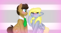 Size: 1174x630 | Tagged: safe, artist:perrydoodles, derpy hooves, doctor whooves, time turner, earth pony, pony, g4, female, male, ship:doctorderpy, shipping, straight
