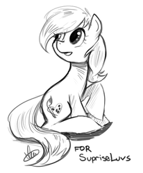Size: 456x554 | Tagged: safe, artist:heart-of-stitches, oc, oc only, oc:artistelle, earth pony, pony, female, mare, monochrome, sitting, solo