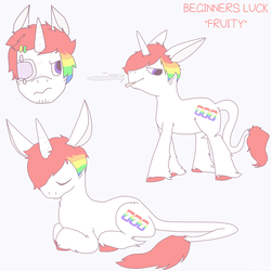 Size: 2500x2500 | Tagged: safe, artist:php29, derpibooru exclusive, oc, oc only, oc:beginners luck, classical unicorn, pony, unicorn, cloven hooves, cutie mark, high res, horn, leonine tail, ponysona, rainbow hair, reference sheet, simple background, smoking, solo, unshorn fetlocks