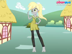Size: 800x600 | Tagged: safe, derpy hooves, equestria girls, g4, alternate hairstyle, barefoot, dress up game, feet, female, solo, starsue