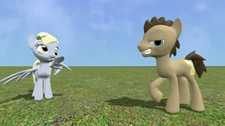 Size: 1280x720 | Tagged: safe, artist:dragonboi471, derpy hooves, doctor whooves, time turner, earth pony, pony, g4, 3d
