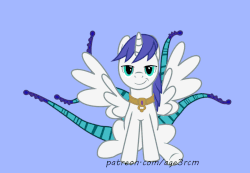 Size: 1300x900 | Tagged: safe, artist:age3rcm, oc, oc only, oc:netori, alicorn, pony, alicorn oc, animated, blue background, gif, lidded eyes, looking at you, simple background, sitting, smiling, solo, spread wings, tentacles, wings