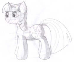 Size: 1488x1246 | Tagged: safe, artist:aafh, twilight sparkle, pony, unicorn, g4, female, grayscale, monochrome, simple background, smiling, solo, traditional art, white background