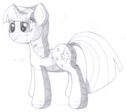 Size: 1414x1258 | Tagged: safe, artist:aafh, twilight sparkle, pony, unicorn, g4, female, grayscale, monochrome, simple background, smiling, solo, traditional art, white background