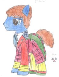 Size: 2550x3300 | Tagged: safe, artist:aridne, pony, doctor who, high res, ponified, sixth doctor, solo, traditional art