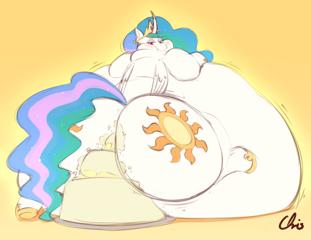 ...blushing, butt, cake, cakelestia, cakesitting, chubby cheeks, chubbylest...