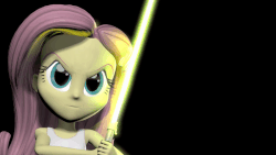 Size: 800x450 | Tagged: safe, artist:danj16, fluttershy, equestria girls, g4, 3d, angry, animated, beautiful, cute, female, gif, jedi, lightsaber, shyabetes, solo, source filmmaker, star wars, upset, weapon