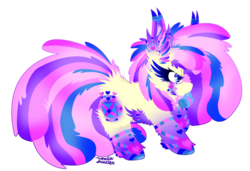 Size: 1024x700 | Tagged: safe, artist:vanillaswirl6, oc, oc only, oc:vanilla swirl, earth pony, pony, cheek fluff, chest fluff, chibi, coffee mug, colored eyelashes, colored pupils, ear fluff, female, fluffy, glasses, impossibly large chest fluff, looking at something, mare, mouth hold, mug, rainbow power, rainbow power-ified, raised hoof, simple background, solo, transparent background