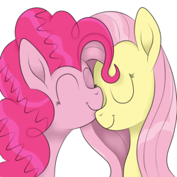Size: 3000x3000 | Tagged: safe, artist:squipycheetah, fluttershy, pinkie pie, pony, g4, bust, cute, duo, eyes closed, female, happy, high res, lesbian, nuzzling, ship:flutterpie, shipping, simple background, smiling, transparent background, vector