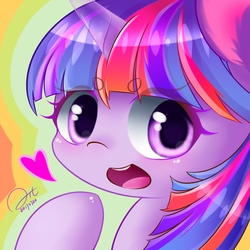 Size: 3400x3400 | Tagged: safe, artist:aitureria, twilight sparkle, alicorn, pony, g4, beanbrows, blushing, bust, cute, eye clipping through hair, eyebrows, eyebrows visible through hair, female, high res, looking at you, portrait, smiling, solo, teeth, twiabetes, twilight sparkle (alicorn), wide eyes